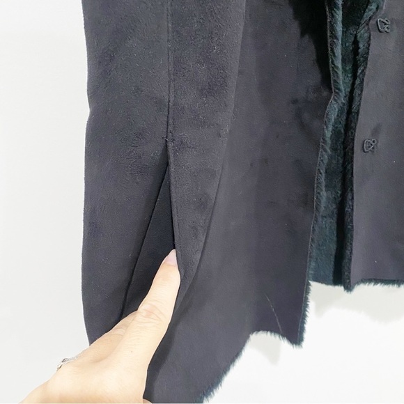 LAUREN Black Faux Suede Vest Lauren Black Label Faux Fur Size Small - Picture 2 of 9